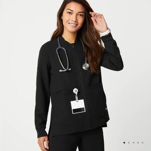 Figs Bellery Scrub Jacket Women’s Size XS Black Full Zip Technical Collection